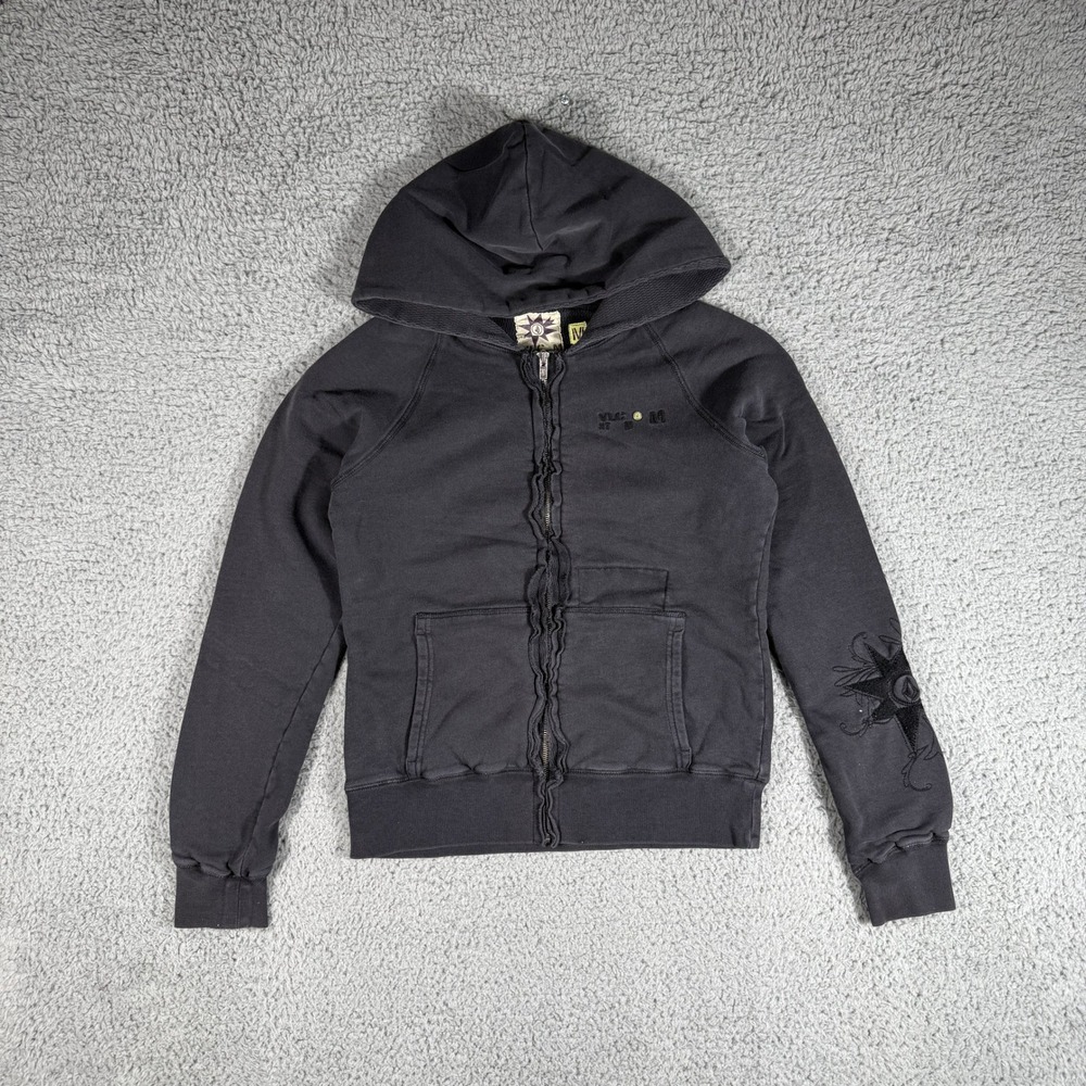 Vintage Volcom Star Dove Zip Up Hoodie Womens Medium Black Logo Skate Surf